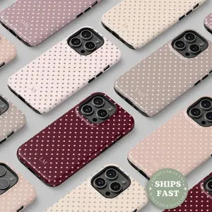 Personalized Polka Dot MagSafe iPhone Case, Autumn Brown