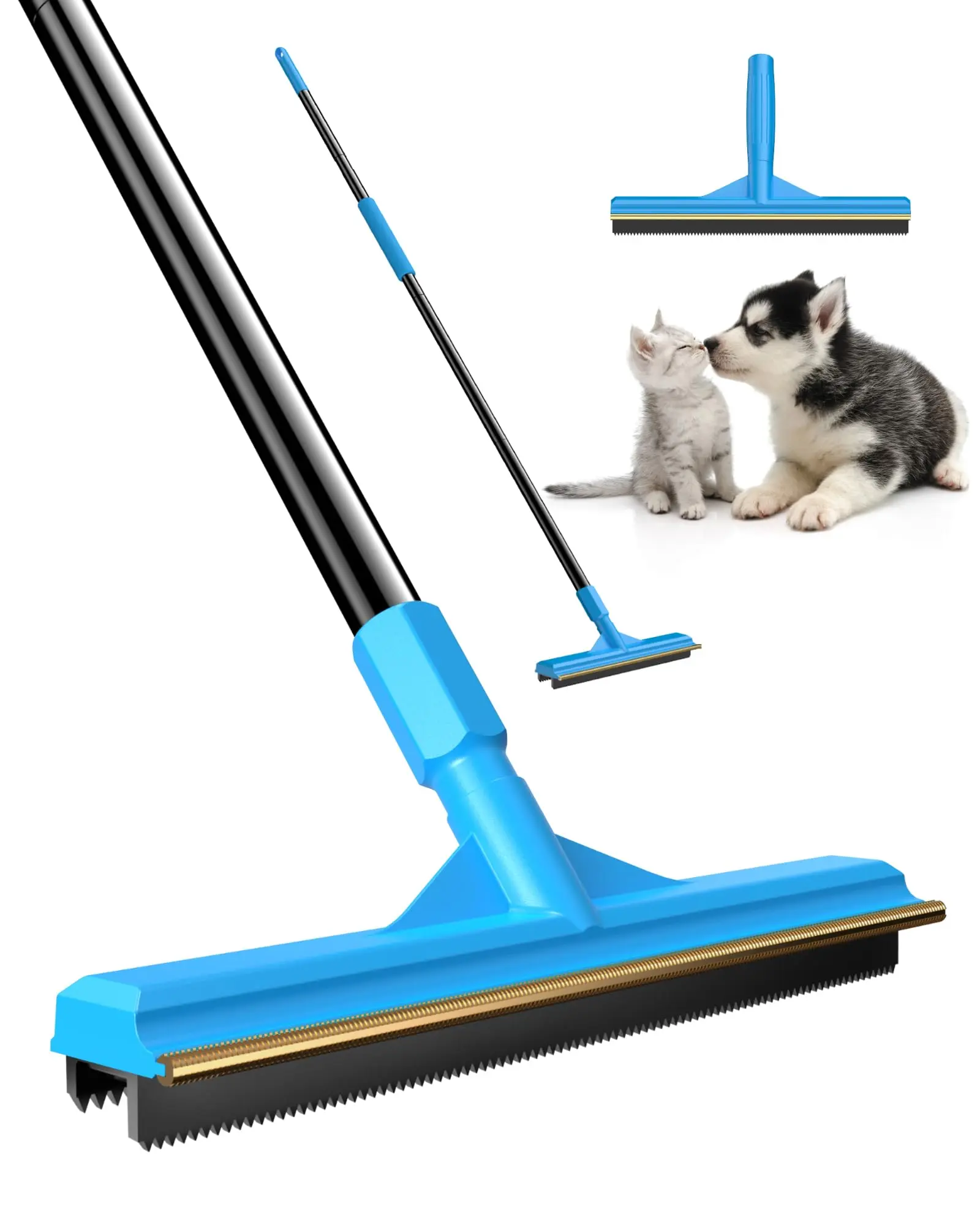 57''Pet Hair Removal Tool,Adjustable Long Handle Carpet Rake Cat Dog Hair Remover,Innovative Design Pet Hair Deep Carpet Cleaner Scraper for Fur Rug,Stairs,Couch& Hard-to-Reach Places (Extra Large)