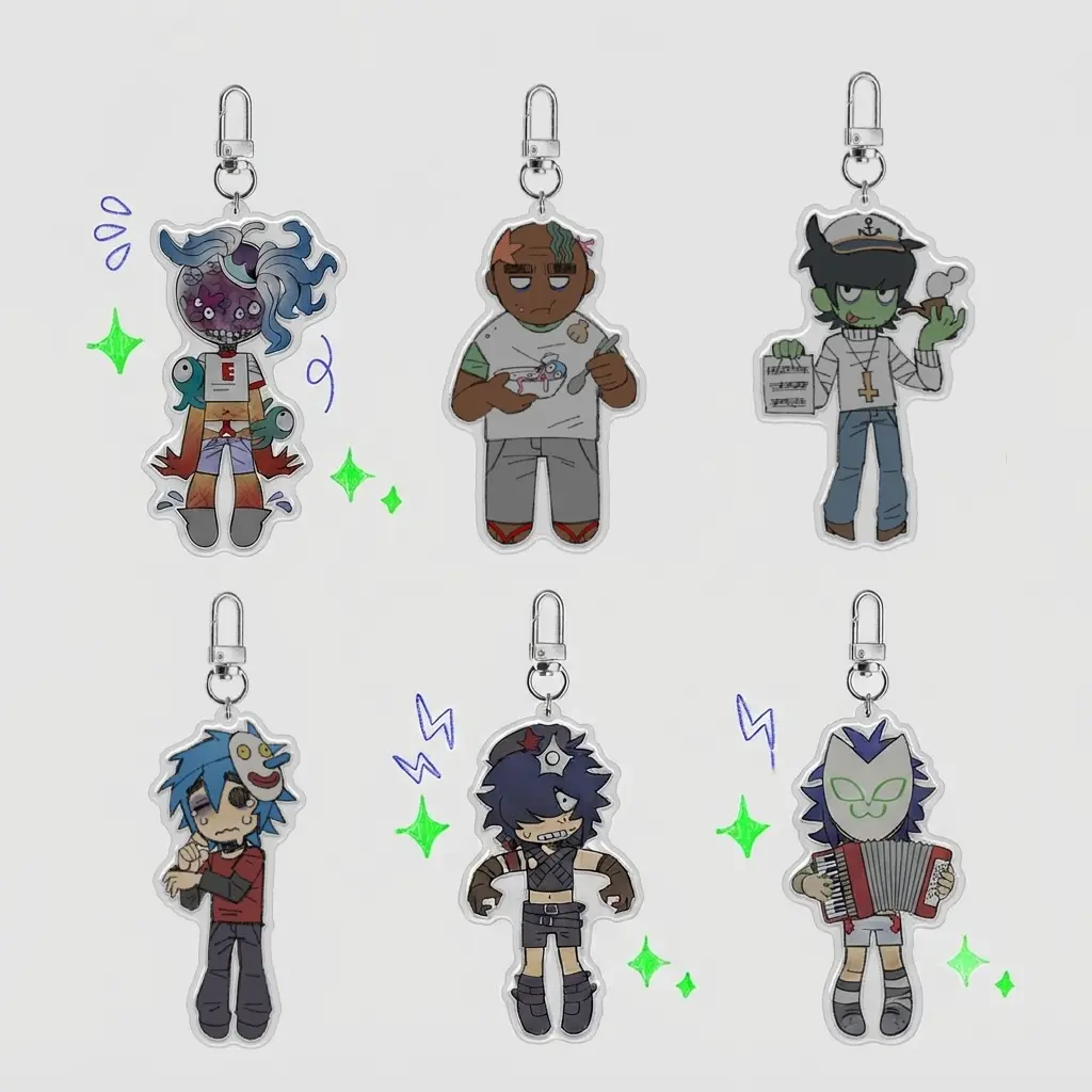Plastic Beach Acrylic Keychains! Cyborg, Murdoc, 2-D, Noodle & more!