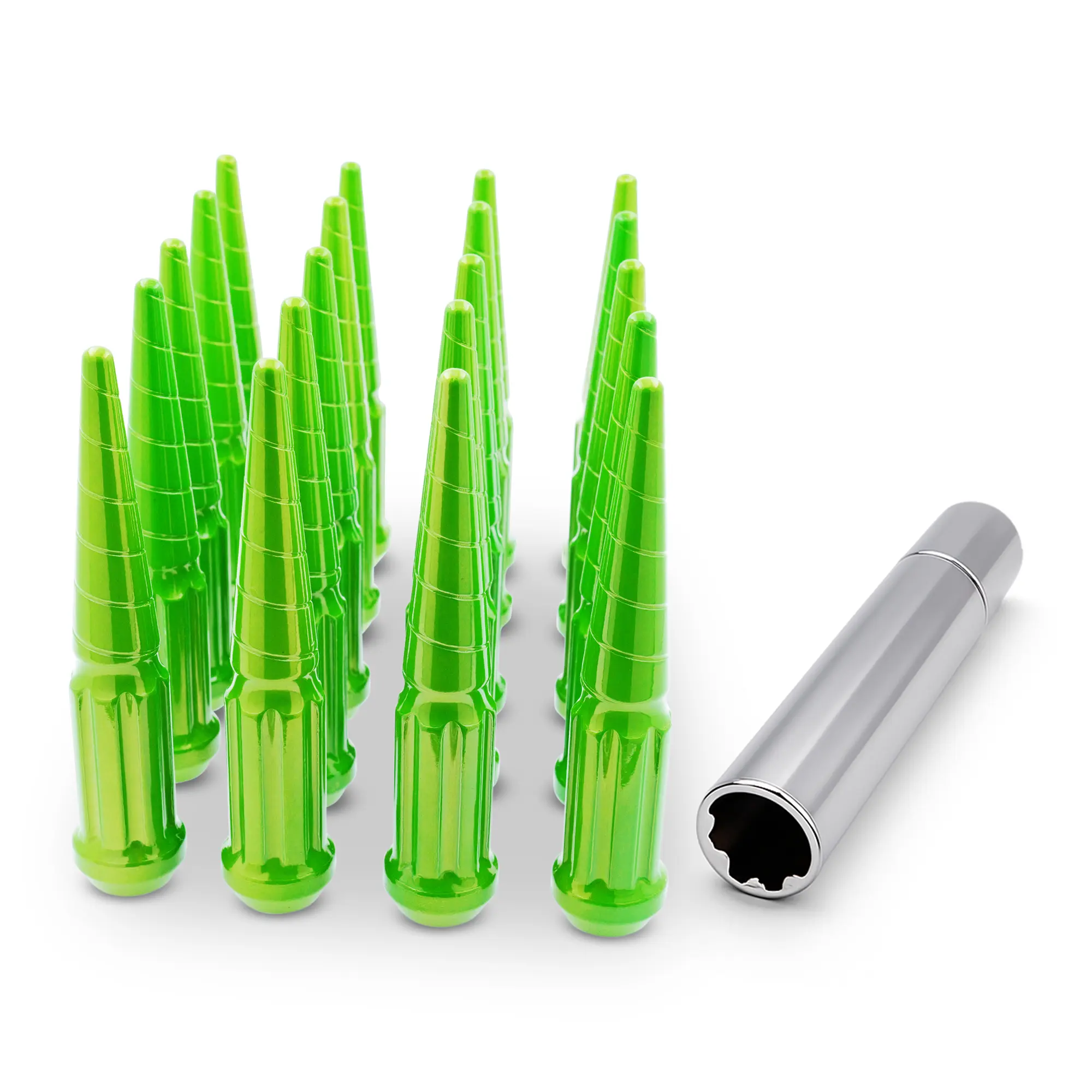 EZAccessory 14x1.50 Thread Spiral Spike Lug Nut Set with Twisted Tip Design Bulge Acorn