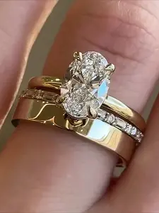 Unisex Elegant Ring Set, Exquisite Trendy Engagement Ring, Fashionable Jewelry for Women & Men As Gift, Wedding Ring Set