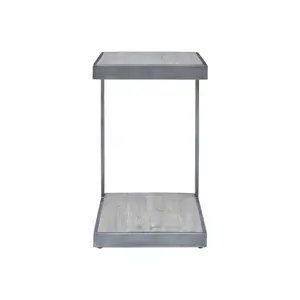 Global Archive Distressed Acacia and Stainless Steel "C" Table