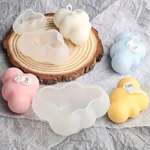 3pcs three-dimensional cloud silicone molds, handmade aromatherapy candle DIY production molds, tools for dispensing glue, resin, kneading, and clay production, aromatherapy gypsum ornaments, home decoration molds, easy to demold, easy to clean。