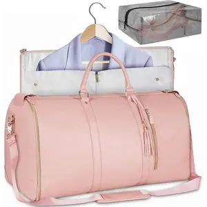 Travel Duffle Bag with Garment & Shoe Compartment, Waterproof Carry-On Weekender Bag, 57L Large Capacity Overnight Gym Bag