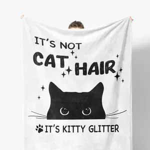 Funny Black Cat Throw Blanket, Cat Lovers Mom Lady Gifts Blanket for Couch Sofa Bedroom Living Room, 50x60 Inches, Printed on One Side with a Plain White Back, Halloween Thanksgiving Christmas Gift