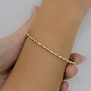 EVRY JEWELS Gold or Silver Plated Stainless Steel Women's Hypoallergenic Glow Bead Bangle Bracelet