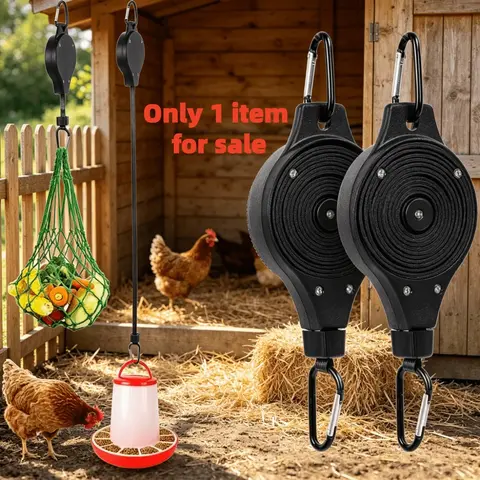 Adjustable Extendable Poultry Feeder Hook, Pulley System for Chicken Feeders and Waterers, Garden Plant Hook, Adjustable Coop Accessory, Tools