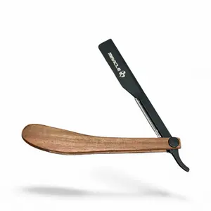 MIRACLE Professional Wooden Handle Straight Razors with Sliding Bar Grip & Blades - Stainless Steel Barber Razor for Men and Women. Comfort Smooth