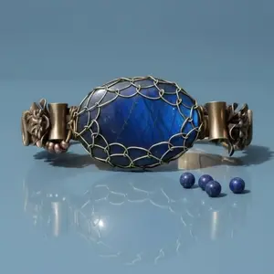 Tracy(10004)gc.Chunky Labradorite Bracelet – Handmade Vintage Style, Raw Natural Copper