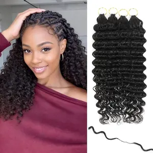 Deep Wave Crochet Human Hair For Miracle Knots Pre-Separated 50g per Pack 40-50 Strands per Pack Knotless Boho Braids 4-5 packs For Full Head Deep Curly With Crochet Hook