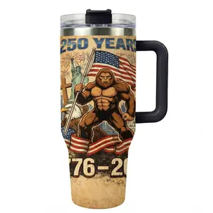 Premium USA 250th Anniversary 40oz Insulated Vessel - Durable Stainless Steel Patriotic Tumbler - High-Quality Gift for Veterans & All AmericansTrendy Patriotic Insulated Tumbler