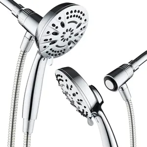 New Magnetic Guidance Docking System - High-Pressure 8-setting Handheld Shower Head with Giant 5 inch Face, Magnetic Bracket, Extra-long 72 inch Stainless Steel Hose All Chrome Finish