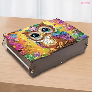 5D Diamond Art Wooden Storage Box - Decorative Organiser for Jewelry, Crafts, Needlework Tools, Gift for DIY Needlework Enthusiasts