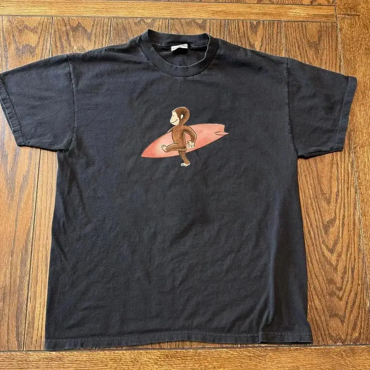 100% CottonCurious Georgee Surfing Graphic T-Shirt – Black/white Cotton Tee, Cute Cartoon Monkey Shirt, Unisex Casual Streetwear Top, unisex shirt, gift for her for him