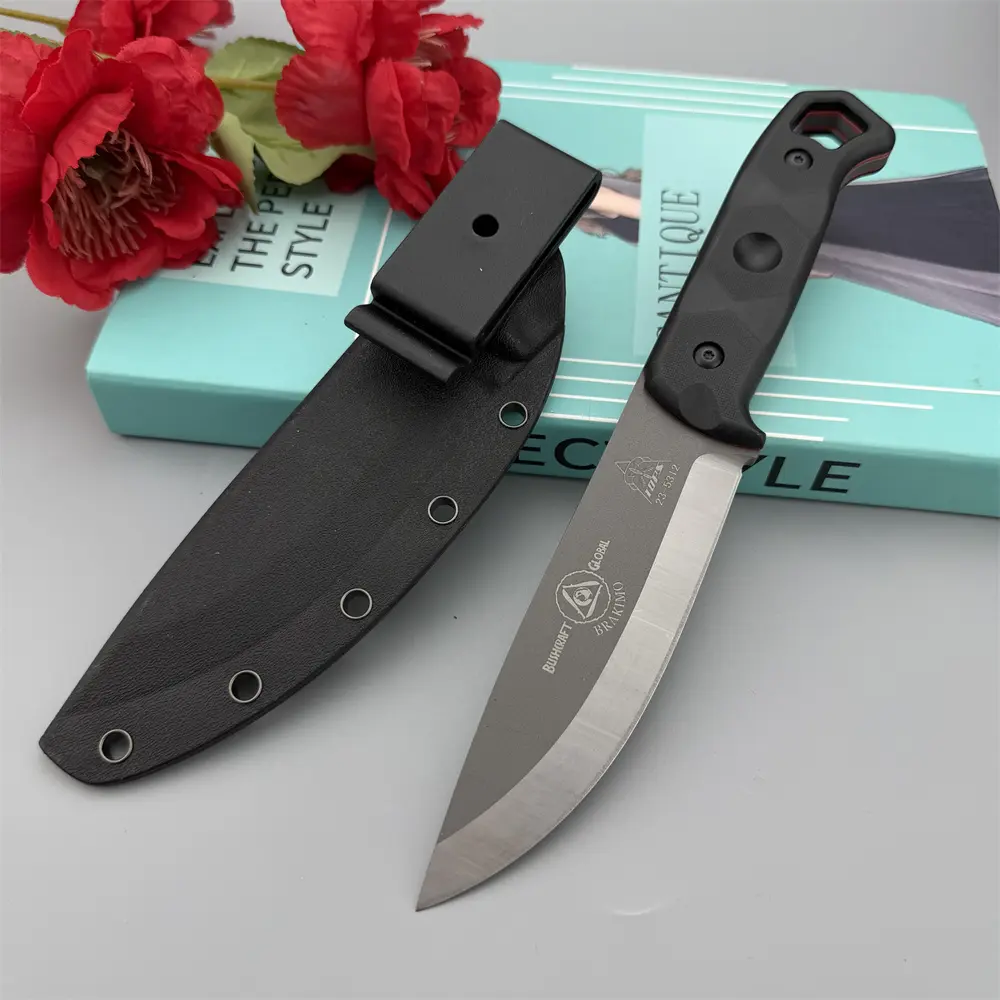A popular everyday camping fishing knife featuring a Kydex sheath D2 blade nylon-fiberglass handle perfect tool outdoor hiking