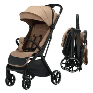 One-click Folding Lightweight Foldable Baby Stroller with Adjustable Bassinet & Large Capacity Storage Basket Perfect for Travel Shopping & Daily Walks