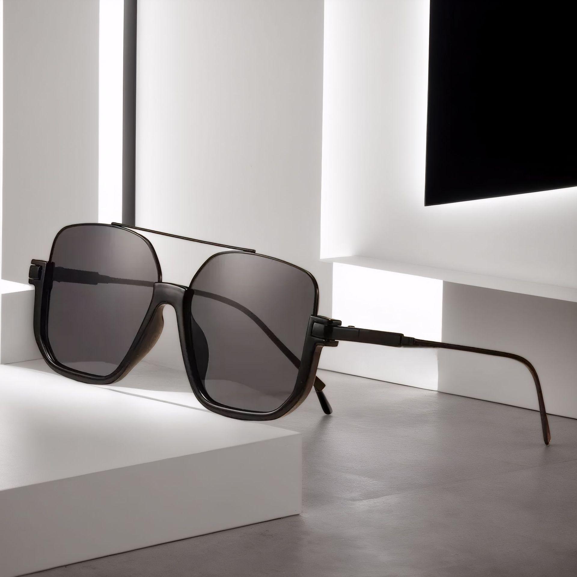 2-Pack Oversized Square Double Bridge Sunglasses, Fashion Y2K American Retro Versatile Casual Sun Glasses, UV Protection Aviator Shades