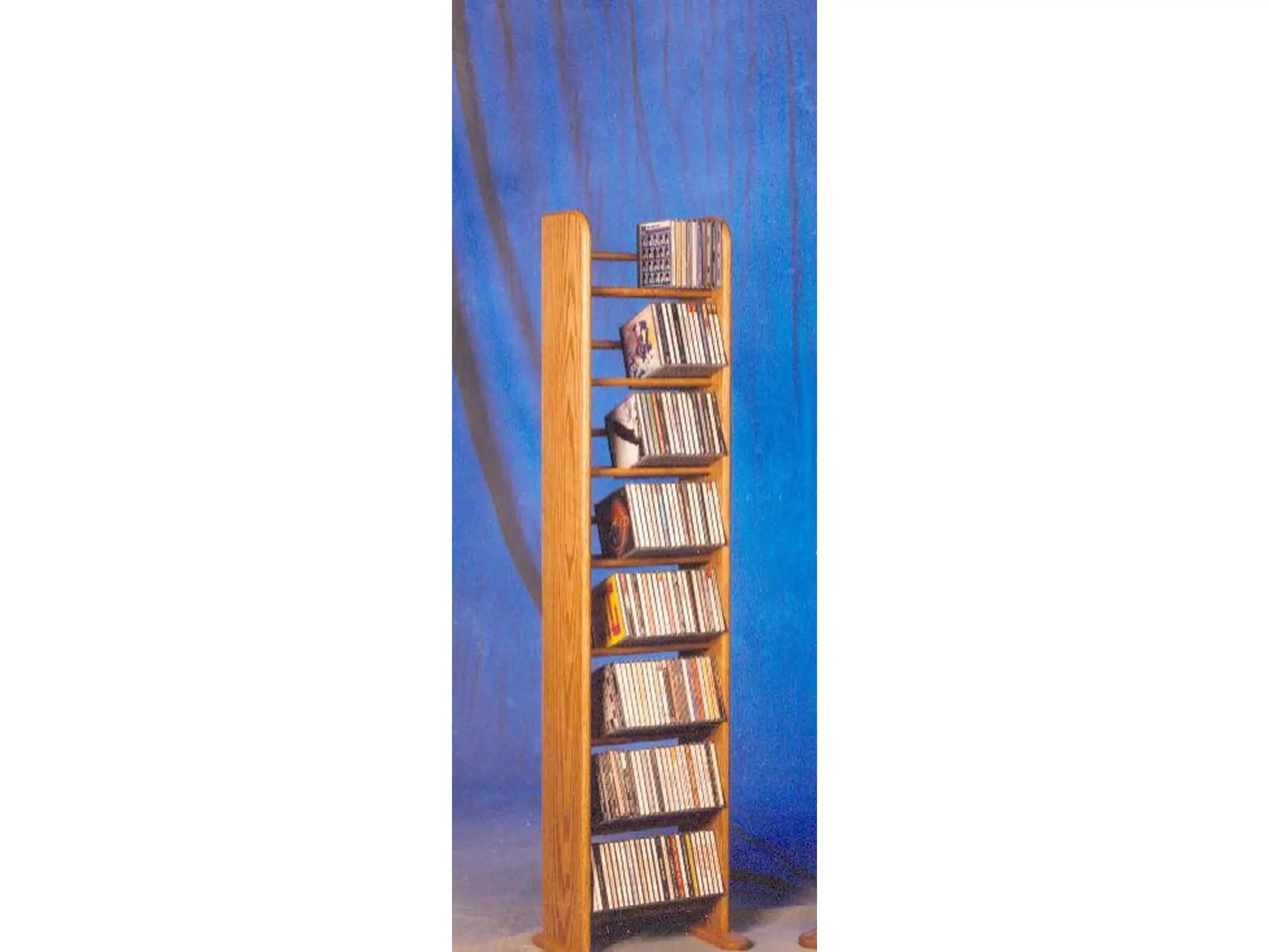 Solid Oak 8 Row Dowel Tower CD Rack