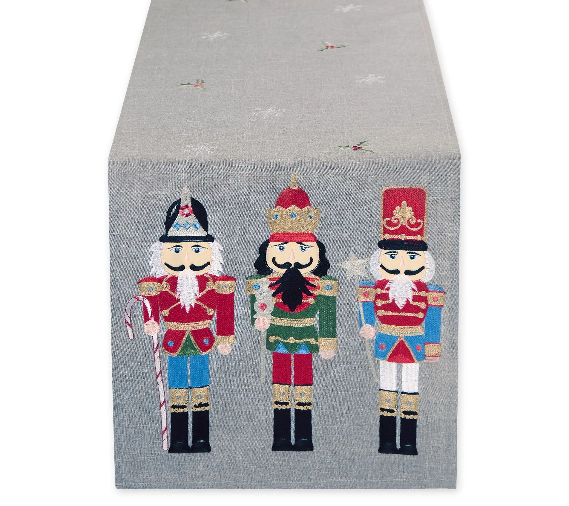 Design Imports Holiday Nutcrackers EmbroideredTable Runner