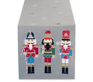 Design Imports Holiday Nutcrackers EmbroideredTable Runner