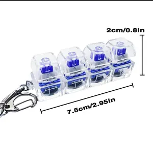 LED Mechanical Keyboard Keychain, Silent Portable Clicker, Glowing Fingertip Fidget Toy for Stress Relief, Office Use, Fidget Toys