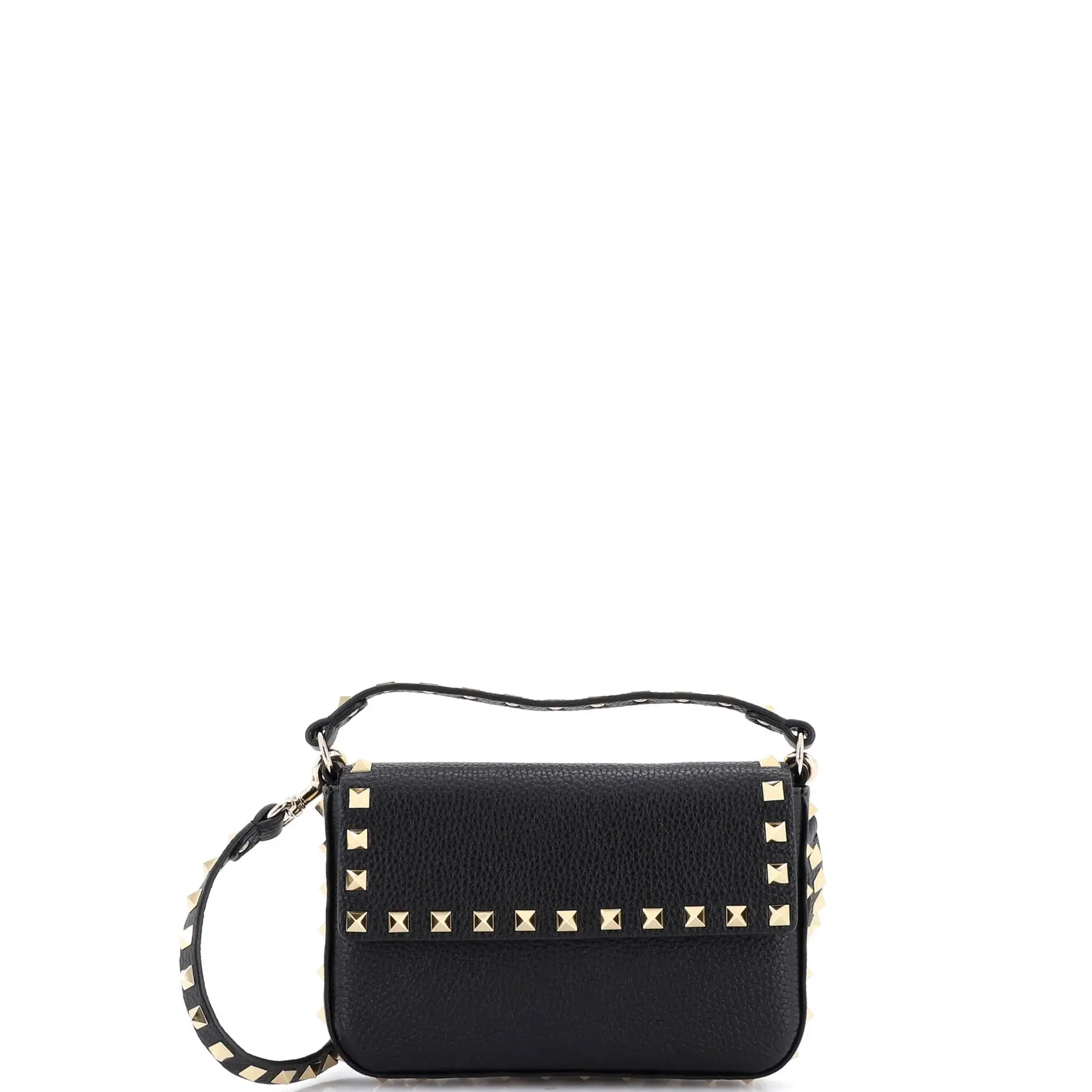 Pre-owned Valentino material Messenger Bags Garavani Rockstud Top Handle Crossbody Pouch Leather Mini by Rebag