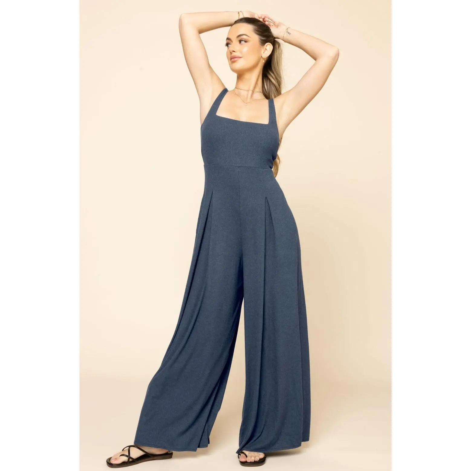 Go With The Flow Jumpsuit - Stormy Weather