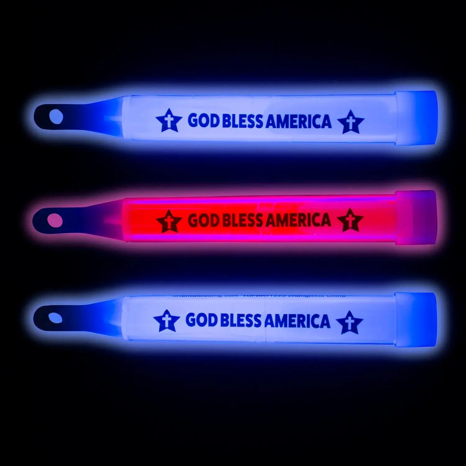 God Bless America Patriotic Glow Sticks - 12 Pc.
