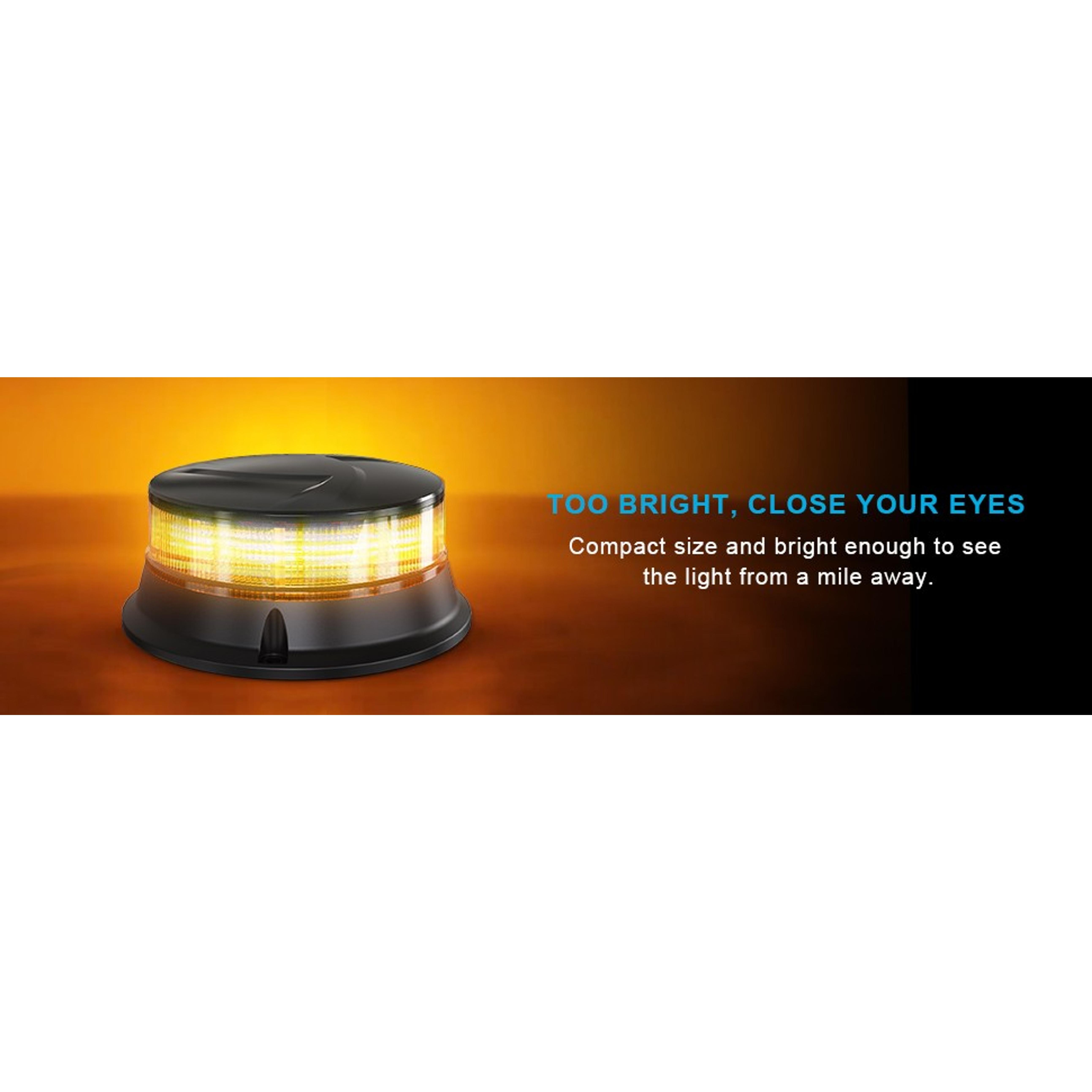 Agrieyes Amber Beacon Light 4.2Inch, Flashing Safety Warning Lights Permanent/Magnet Mount (Amber, Screw)