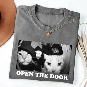 Funny Cat Gang Tee, Sarcastic Kitty Meme Shirt, Vintage Graphic Top