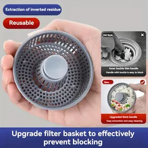 Stainless Steel Kitchen Sink Strainer with Spring Core-Easy to Press Drain Seal, Mesh Basket Filter, Insect-Proof, Deodorant |   Universal Sink Accessories Suitable for Daily Use and Gift.