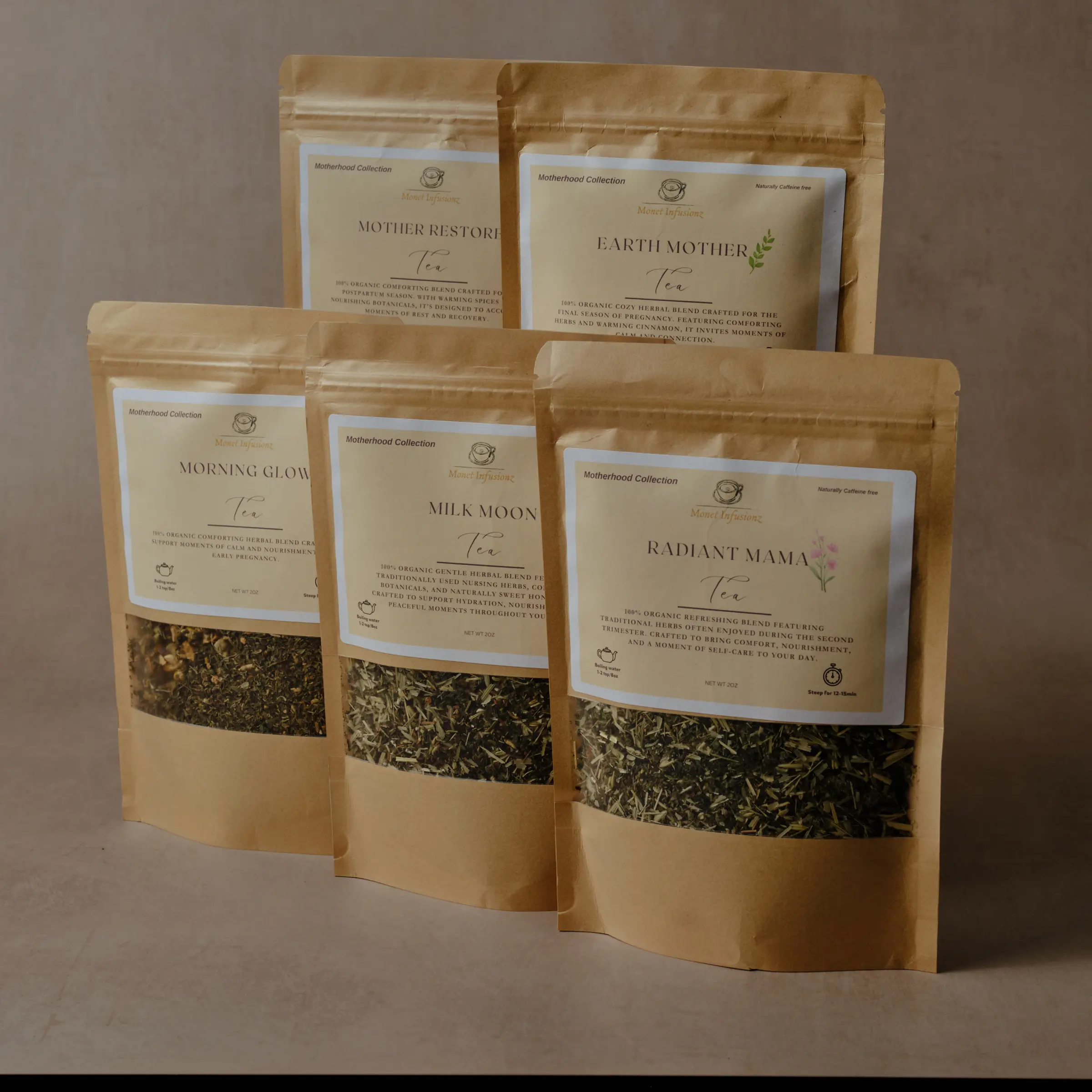 Motherhood Journey Collection | Pregnancy, Postpartum & Nursing Herbal Tea Gift Set | 5 Loose Leaf Teas
