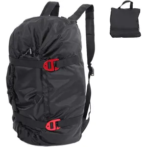 Foldable Rock Climbing Arbor Rope Storage Backpack, Waterproof Oxford Large Capacity Ultralight with Adjustable Shoulder Straps, Outdoor Hiking Climbing Gear Equipment (Black)