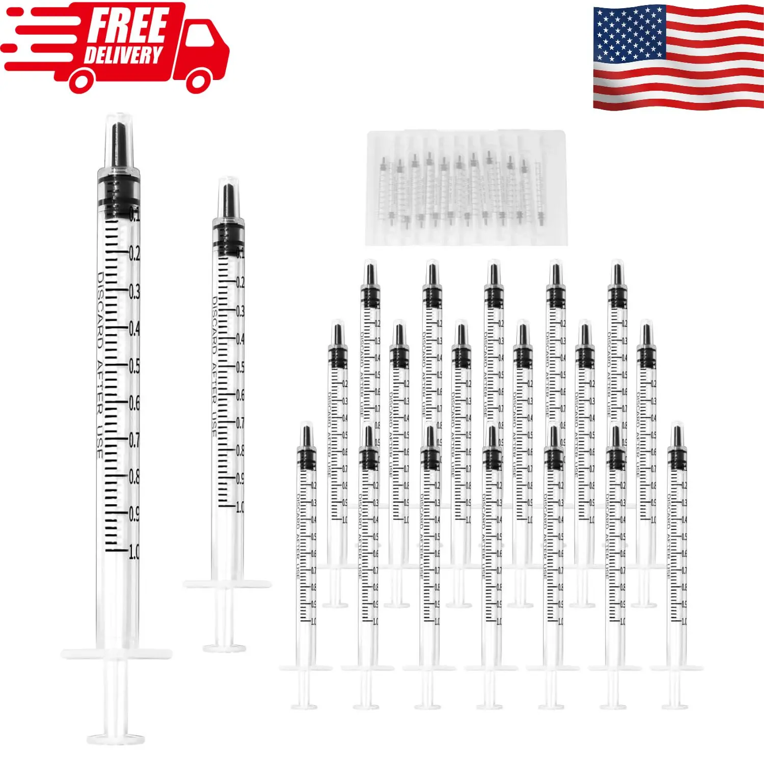 20 Pack 1ml Syringe for Liquid, 1cc Plastic Small Syringes