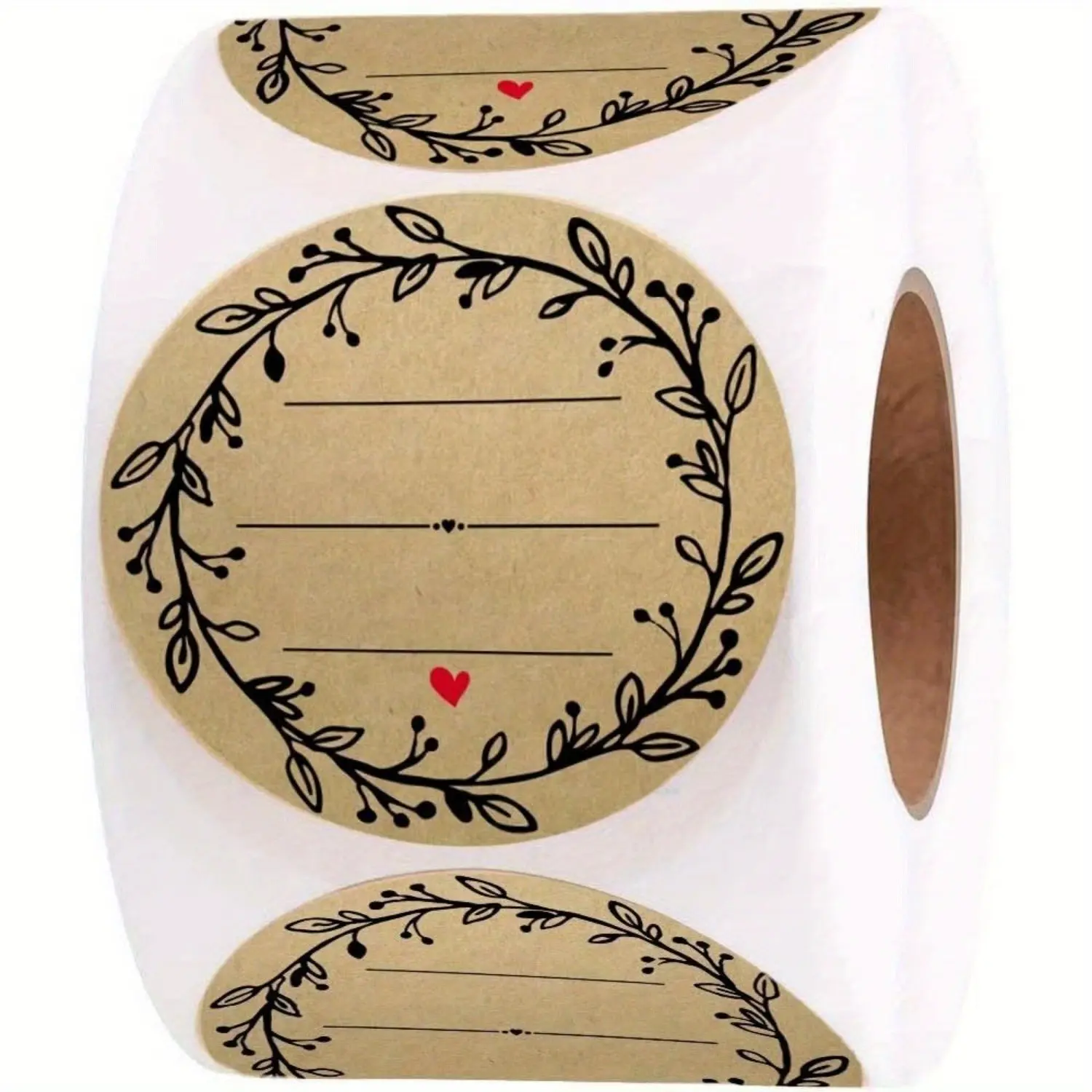 1 inch 500pcs, natural brown kraft paper stickers - Round label stickers Roll tape line Blank label stickers Name labels writable permanent sticky dot stickers for jar and can labels Price tag Store finishing Self Adhesive Stickers