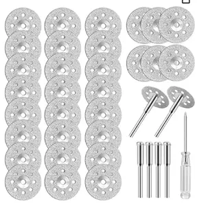 30Pcs 545 Diamond Cutting Wheel Rotary Tool Cutting Discs with 6Pcs 402 Mandrel and Screwdriver for Rotary Tools