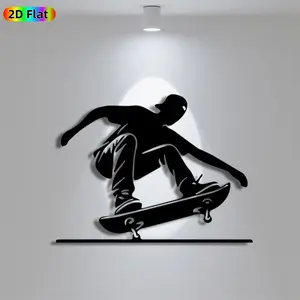 1pc Avant-Garde Skateboarder Metal Wall Art, Avant-Garde Skateboarder Statue Mural, Iron Craft, Perfect for Living Room, Studio, Patio Wall Decor, Silhouette Wall Decor, Artistic Metalwork, New Year Decor, Ideal Gift for Trend Seekers