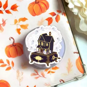 Haunted House Phone Grip, MagSafe Pop Socket, Kindle Holder, Cute Ghost Aesthetic Grip, Halloween Spooky Gift, Kawaii Haunted Home Phone Stand, Fantasy Book Lover Accessory