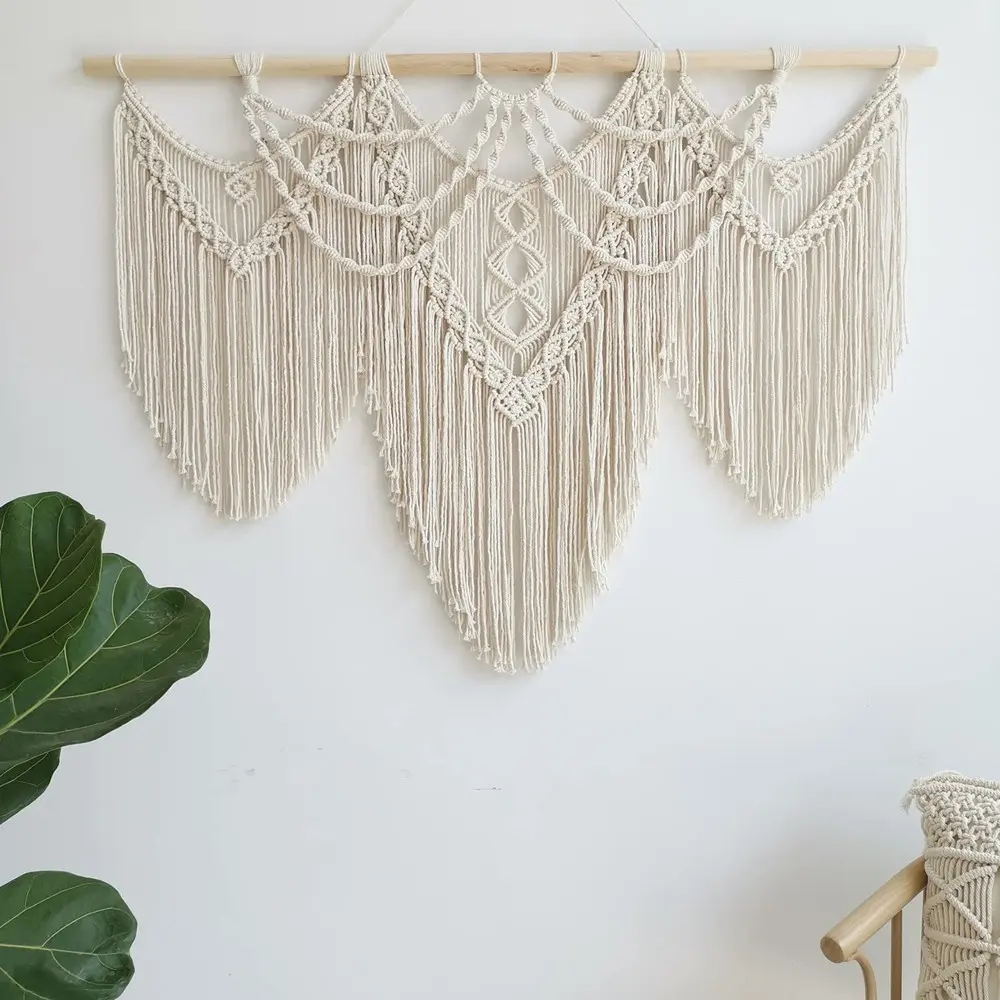 Macrame Wall Hanging Large Boho Style Handmade Tapestry Wall Mount Design, Unique Wall Decor for Home, Artisan Crafted Wall Art, Artistic Indoor Decoration, Artistic Home Decor