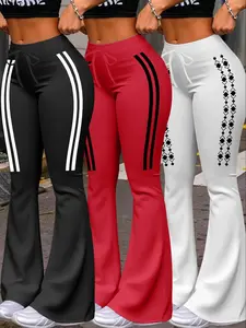 Women's Casual Fashion Long Pants, Unique Print, Drawstring Waist, Milk Silk Yoga Pants, All-Season Wide Leg Jogger Pants