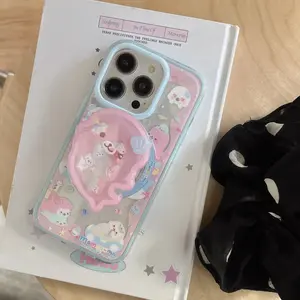 New For iPhone 17 16 Pro 14 15 Pro Max Cover Starfish Cream Cake Shaking Magnetic Phone Case With Stand Holder Girp Shockproof