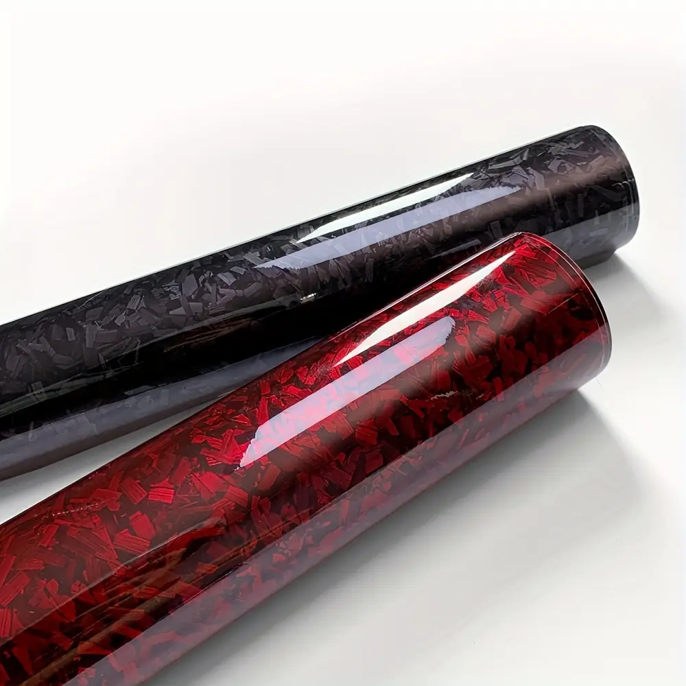 [Carbon Fiber Vinyl Wrap] 1 Roll 50x150cm/19. 69x59. 06in Car PET Forged Carbon Fiber Red & Black Glossy Irregular Woven Carbon Color Change Film for Cars and Motorcycles, DIY Interior Decoration Self-Adhesive Wrap, Vehicle Customization, Modern Vehicle L