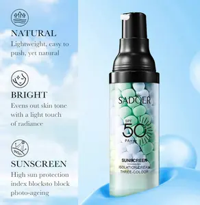 SPF 50 PA+++ 3-in-1 Primer Serum, Color Correcting Sunscreen Cream for All Skin Types Facial