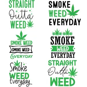 6 Sheets Weed 420 Style Heat Transfer Vinyl HTV Iron on Patches for T-Shirts DIY Clothes Washer Safe Transfer Decals for Clothing Accessories