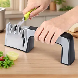 Four-stage Kitchen Knife Sharpener with Tungsten Steel/diamond/ceramic Composite Sharpening Wheel, Portable Kitchen Knife, Axe, and Scissors Repair Tool for Home and Commercial Use