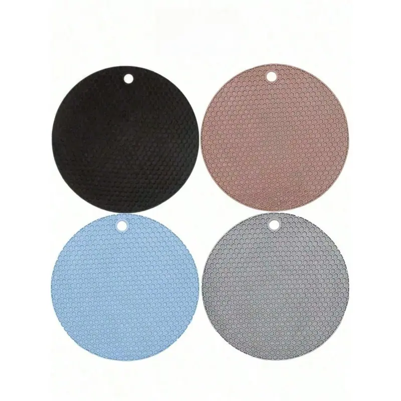 Heat Resistant Silicone Trivet Honeycomb Non Slip Mat with Hanging Hole Multicolor Kitchen Table Protection Pad as Pot Holder Coaster for Hot Cookware