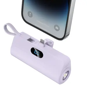 5000mAh Portable Mini Lightweight Rechargeable Power Bank with Charging Cables, Portable Battery Pack, Mobile Multifunctional Power Bank with LED Digital Display & Flashlight, Suitable for iPhone 15/14/13, Galaxy S21, Smartphone & More, Gift