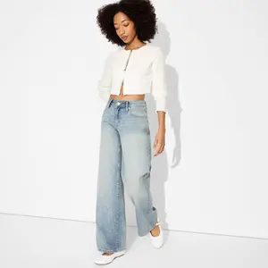 Women's Zip-Front Cardigan - Wild Fable Light Off-White S: Heavyweight Ribbed Crew Neck Sweater