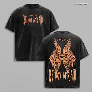 Be Not Afraid T-Shirt: Gothic Christian Streetwear, Angelic Seraphim Graphic Casual Round Neck