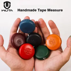 WUTA Handmade Soft Retractable Tape Measure Genuine Leather Portable Mini Ruler Case Body DIY Tailor Craft Cloth Dieting Saddle Brown 6 Colors Available
